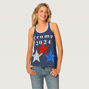 Trump 2024 Red, White, And Blue Star Tank Top