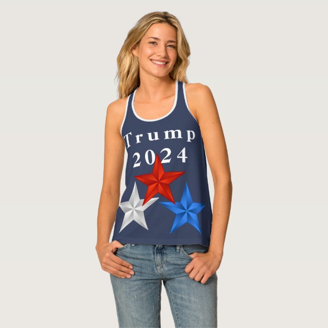 Trump 2024 Red, White, And Blue Star Tank Top (Front Full)
