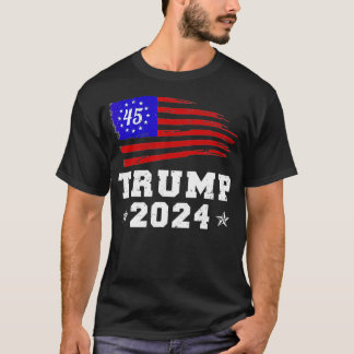 Trump 2024 Retro Campaign Button Re Elect Presiden T-Shirt