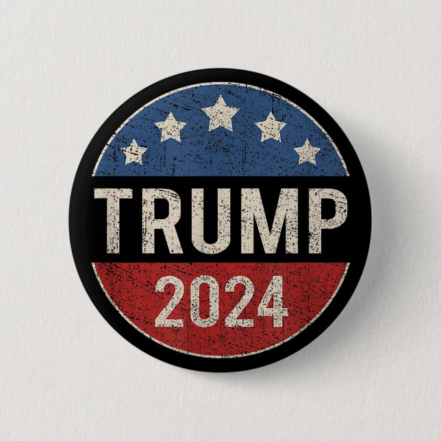 Trump 2024 Retro Campaign Re Elect President Trump Button (Front)