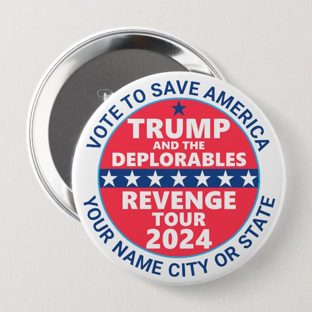 Trump 2024 Revenge Tour Deplorables Campaign Button (Front & Back)