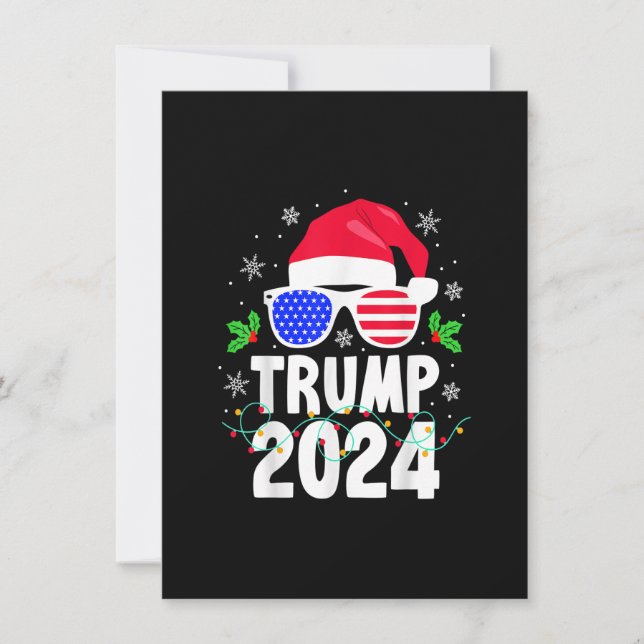 Trump 2024 Santa Hat Xmas Lights Christmas Funny Invitation (Front)