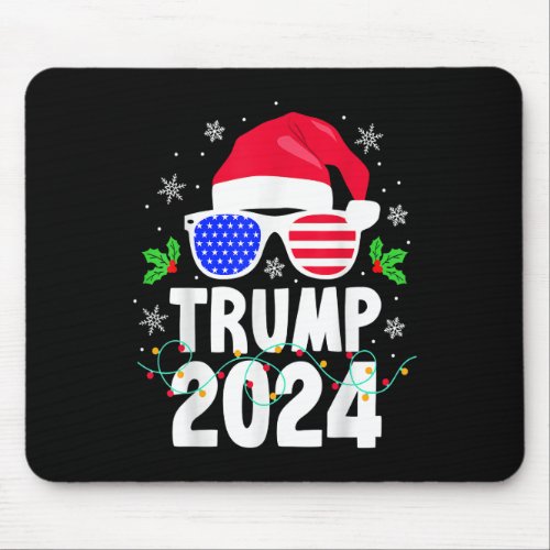 Trump 2024 Santa Hat Xmas Lights Christmas Funny Mouse Pad
