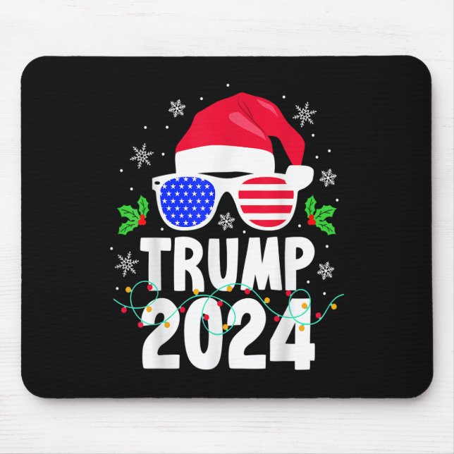 Trump 2024 Santa Hat Xmas Lights Christmas Funny Mouse Pad (Front)