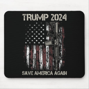 Trump 2024 Save America Again American Flag Gun (o Mouse Pad