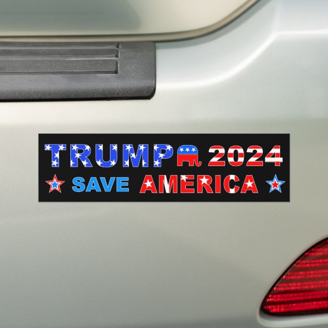 TRUMP 2024 SAVE AMERICA BUMPER STICKER (On Car)