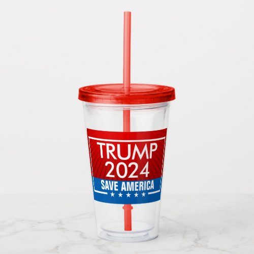 Trump 2024 Save America Graphic Acrylic Tumbler