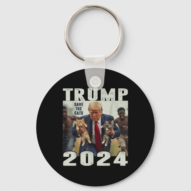 Trump 2024 Save The Cats Saying Debate  Keychain (Front)