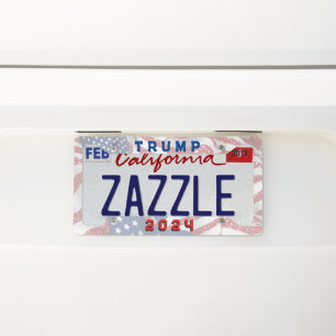 Trump 2024 + Screened Flags License Plate Frame