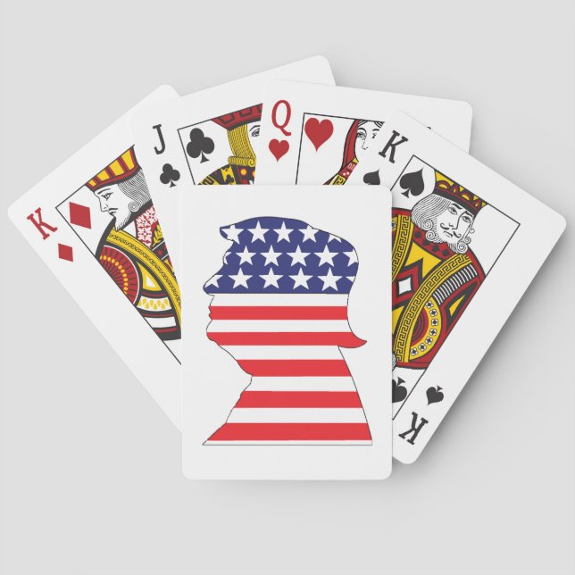 Trump 2024 Silhouette stars and stripes  Poker Cards (Back)