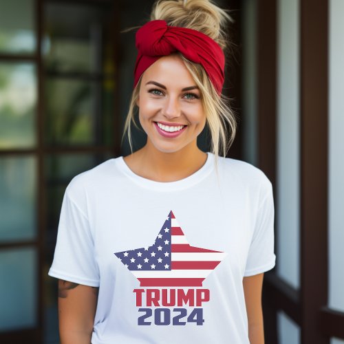 Trump 2024 Stars and Stripes American Flag Star T_Shirt