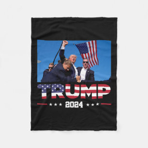 Trump 2024 Survived Shot At Election Rally  Fleece Blanket