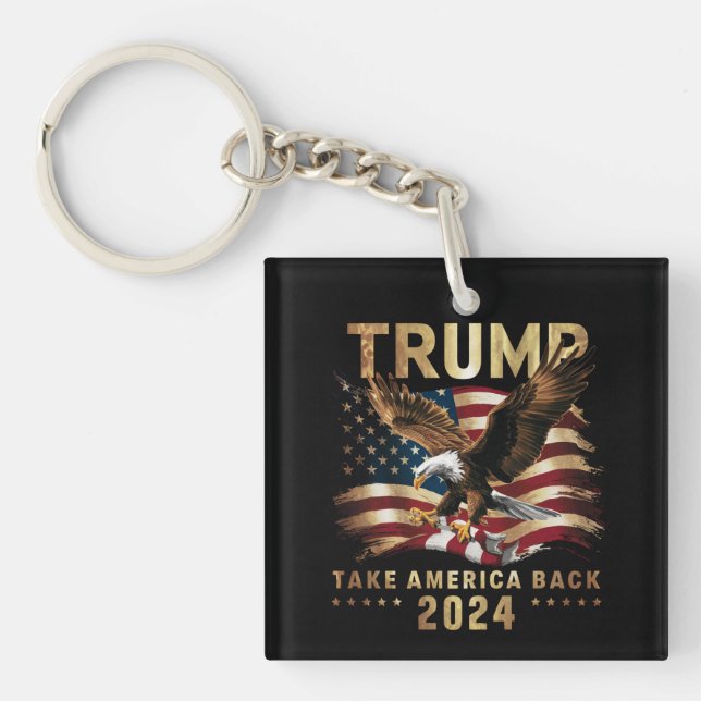 Trump 2024 Take America Back American Flag Trump 2 Keychain (Front)