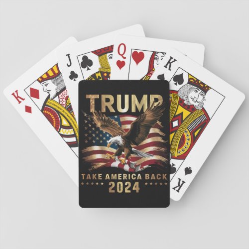 Trump 2024 Take America Back American Flag Trump 2 Poker Cards