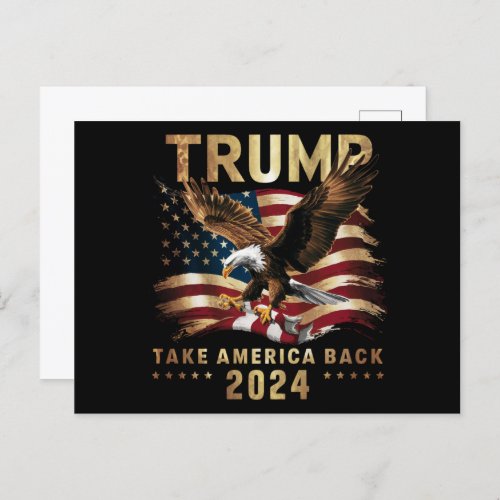 Trump 2024 Take America Back American Flag Trump 2 Postcard