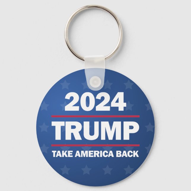 Trump 2024 Take America Back Button Keychain (Front)
