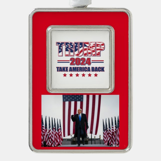 Trump 2024 Take America Back Christmas Ornament (Front)
