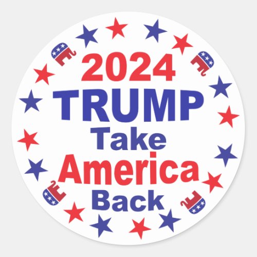 TRUMP 2024 Take America Back Classic Round Sticker