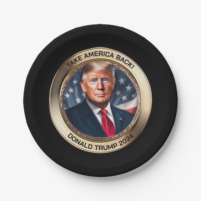 Trump 2024 Take America Back Novelty Paper Plates (Front)