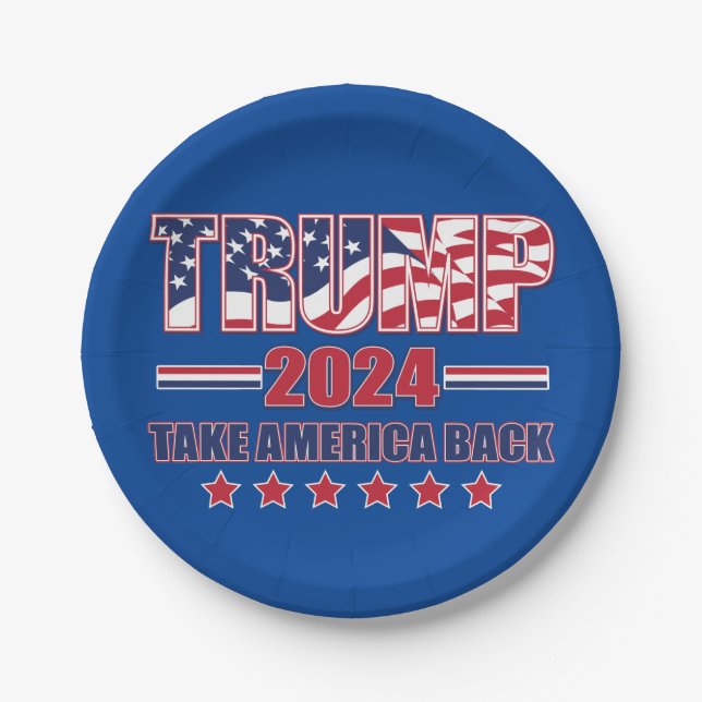 Trump 2024 Take America Back Paper Plates (Front)