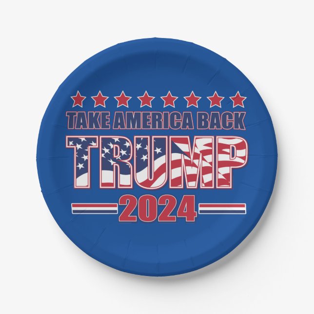 Trump 2024 Take America Back Paper Plates (Front)