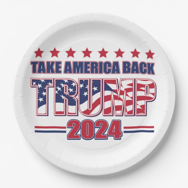 Trump 2024 Take America Back Paper Plates (Front)