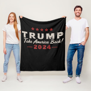 Trump 2024 Take America Back President 47 USA Fleece Blanket