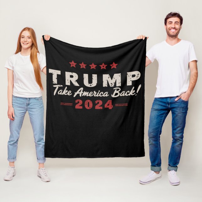 Trump 2024 Take America Back President 47 USA Fleece Blanket (In Situ)