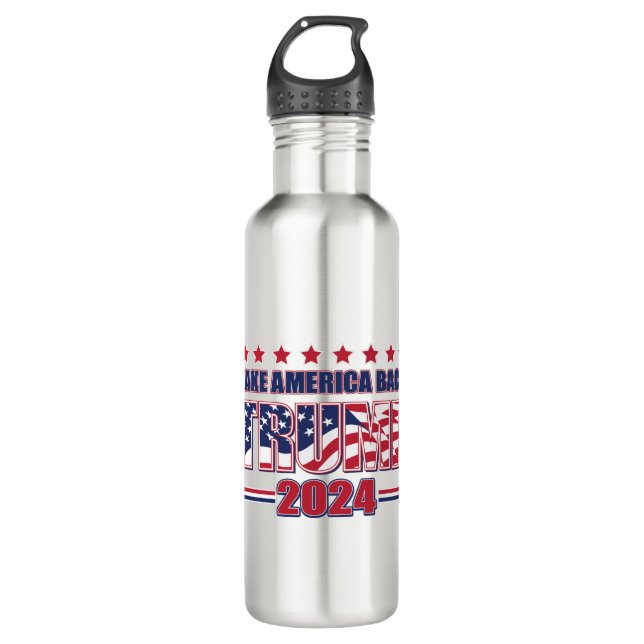 TRUMP-2024 Take America Back Stainless Steel Water Bottle (Front)