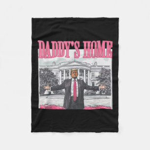 Trump 2024 Take America Ck Daddy's Home Trump Pink Fleece Blanket