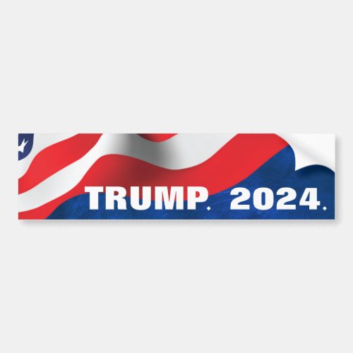 Trump 2024 Text with Flag  Bumper Sticker