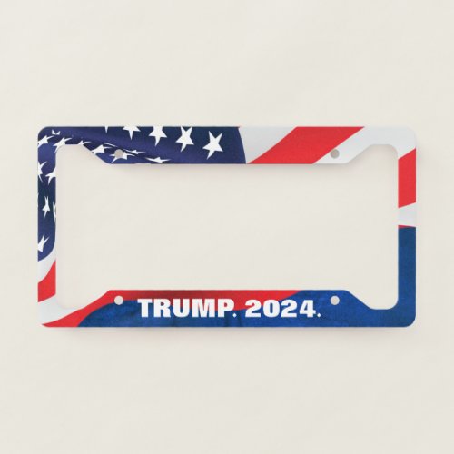 TRUMP 2024 Text with Flag  License Plate Frame