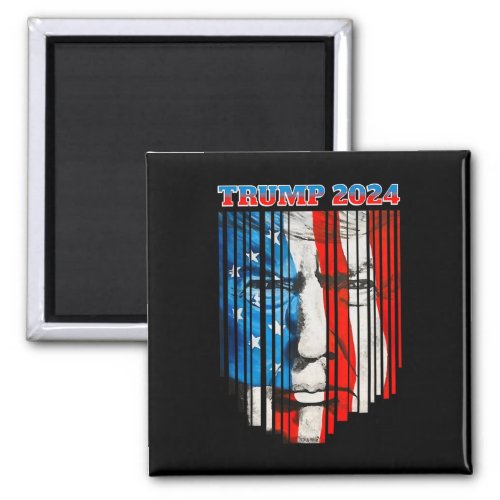 Trump 2024 Us Flag Face 4th Of July Independence D Magnet