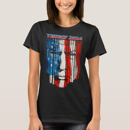 Trump 2024 Us Flag Face 4th Of July Independence D T_Shirt