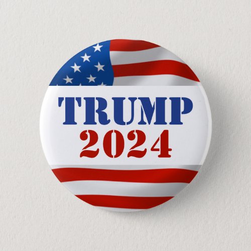 Trump 2024 USA Flag Blue  Red Button