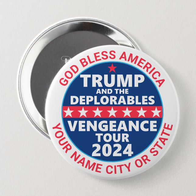 Trump 2024 Vengeance Tour Deplorables Campaign Button (Front & Back)