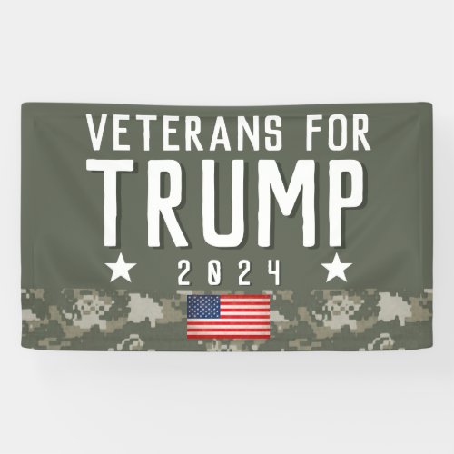 Trump 2024 Veterans for Trump Camo Banner