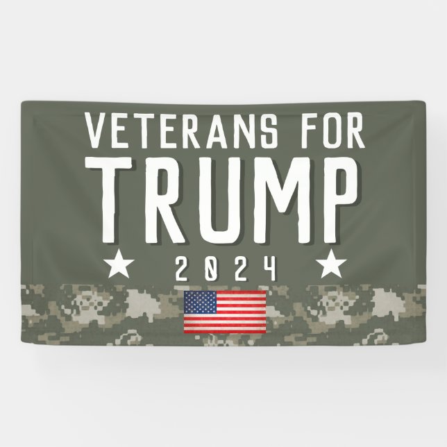 Trump 2024 Veterans for Trump Camo Banner (Horizontal)