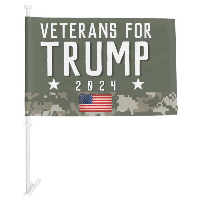 Trump 2024 Veterans for Trump Camo Car Flag (Front)
