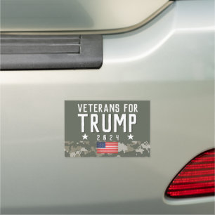 Trump 2024 Veterans for Trump Camo Car Magnet