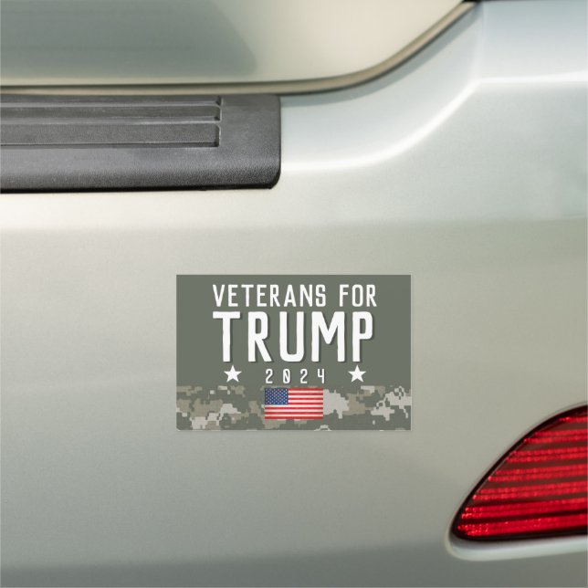 Trump 2024 Veterans for Trump Camo Car Magnet (In Situ)