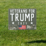 Trump 2024 Veterans for Trump Camo Yard Sign