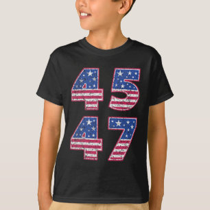 Trump 2024 Vintage 45 47 America Flag Tee For Wome