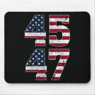 Trump 2024 Vintage 45 47 Stand With American Flag Mouse Pad