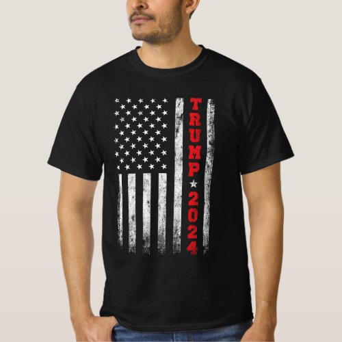 Trump 2024 Vintage American Flag T_Shirt