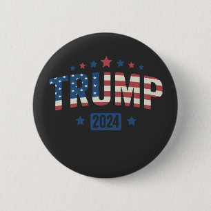 Trump 2024 Vintage Patriotic American Flag Gift Button