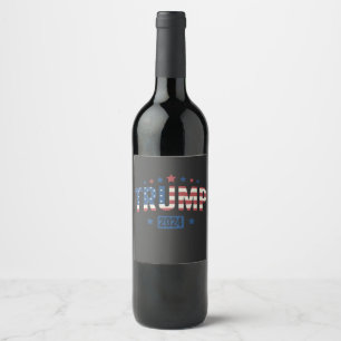 Trump 2024 Vintage Patriotic American Flag Gift Wine Label