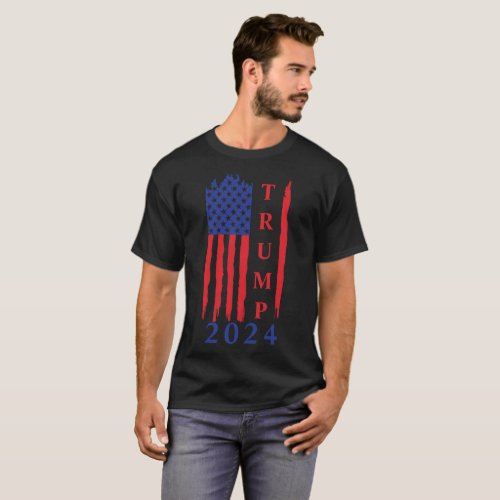 Trump 2024 Vintage US Flag Patriotic T_Shirt