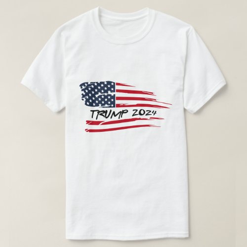 Trump 2024 Waving American Flag T_Shirt