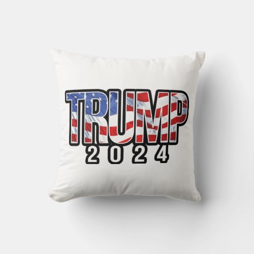 Trump 2024 Waving Flag Throw Pillow